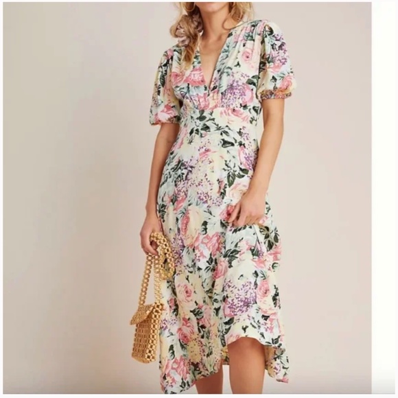Faithfull Venissa Floral Flower Boho Peasant Cottage Hippie Chic Midi Dress - Picture 2 of 10